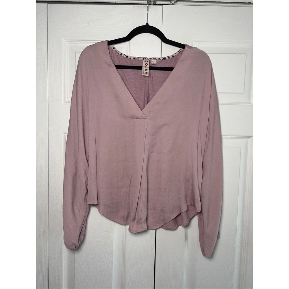 Dolan Left Coast Collection V-Neck Blouse Womens Size Medium Pink Slub Boho Chic